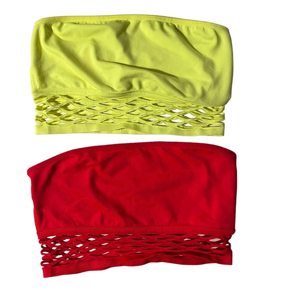 PINK Victoria’s Secret Red/Neon Green Weekender Seamless Bralette Medium